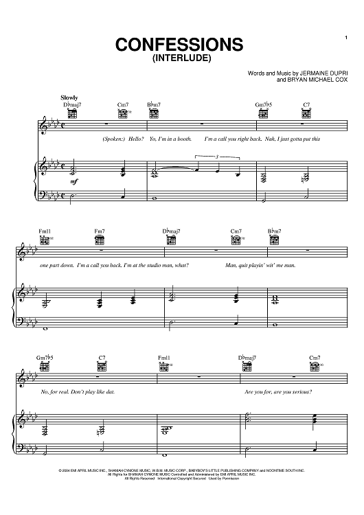 usher confessions part 1 sheet music pdf